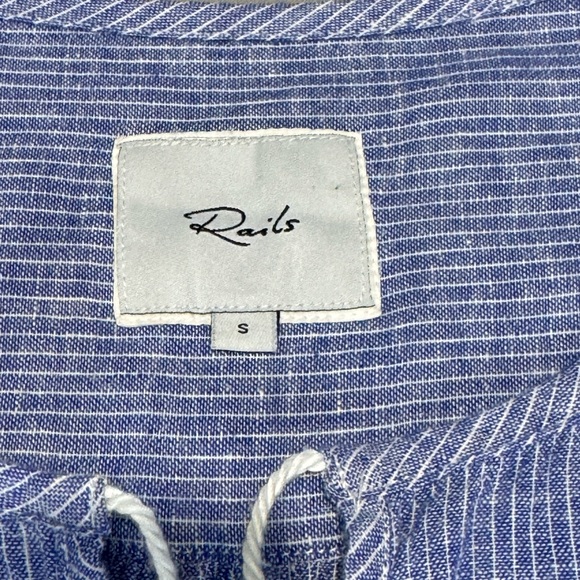 Rails Lydia Blue & White Striped Linen Long Sleeve Mini Dress Size Small - Picture 4 of 11